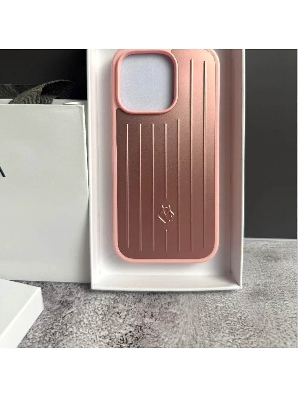 🦩 Rimowa in Pink iPhone 16 Pro Max Case Aluminum Metal Grooved Luggage Style